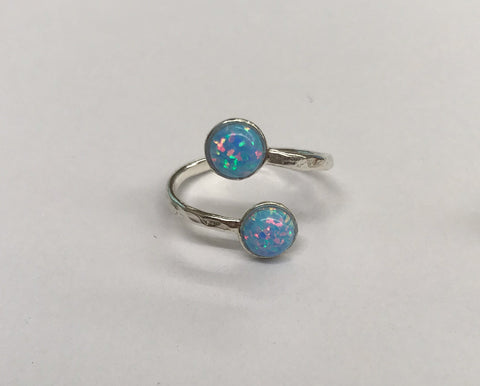 Double Opal Ring - Light Blue