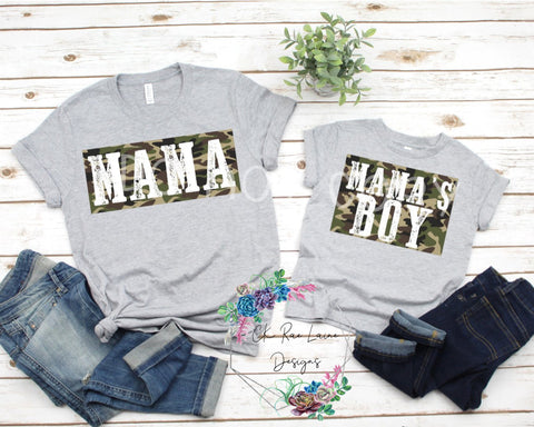 Camo Mama/Mama’s Boy Tee (PREORDER)