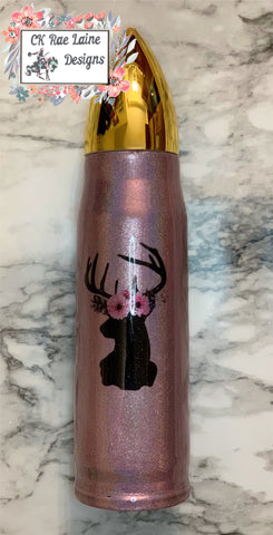 Floral Deer Bullet Tumbler