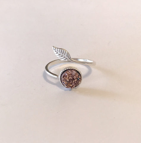 Druzy Leaf Ring